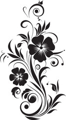 Noir Floral Elegance Black Vector Icon Artistic Petal Whirls Iconic Hand Drawn