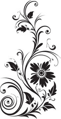 Vintage Floral Elegance Hand Rendered Vector Icon Chic Botanical Artistry Black Iconic Logo Design