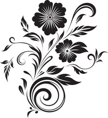 Sleek Botanical Outlines Black Logo Icon Dreamy Hand Drawn Flowers Elegant Logo Detail