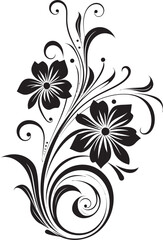 Dynamic Botanical Impressions Black Logo Icon Timeless Hand Rendered Petals Elegant Logo Detail
