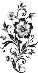 Sleek Floral Silhouettes Black Vector Icon Enchanting Handcrafted Foliage Iconic Logo Symbol