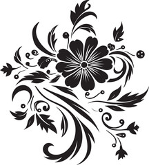 Flowing Botanical Silhouettes Black Logo Icon Delicate Hand Rendered Petals Elegant Logo Detail