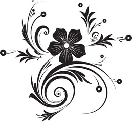 Chic Floral Impressions Black Vector Icon Radiant Handcrafted Vines Iconic Logo Symbol