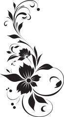 Intricate Floral Etchings Hand Rendered Vector Icon Sleek Noir Botanicals Hand Drawn Black Logo Design