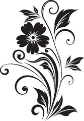 Mystical Botanical Charm Hand Drawn Vector Emblem Elegant Noir Blossoms Handcrafted Black Vector Icon