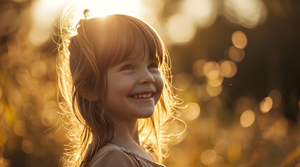 Fototapeta premium Sunny Smiles and Sweet Girl Child - Generative AI