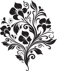 Sleek Floral Elegance Hand Rendered Iconic Emblem Mystical Noir Bouquet Black Vector Logo Design