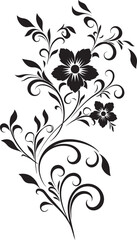 Vintage Noir Blooms Hand Drawn Iconic Emblem Minimalist Noir Blooms Hand Drawn Vector Logo Icon