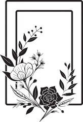 Abstract Floral Elegance Sleek Black Icon Minimalist Petal Sketch Hand Rendered Vector Emblem