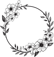 Whimsical Black Vector Florals Minimal Iconic Logo Modern Floral Elegance Hand Rendered Noir Emblem