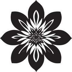 Clean Vector Petal Sketch Sleek Hand Drawn Icon Whimsical Artistic Flower Simple Black Emblem