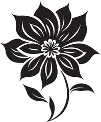 Artistic Bloom Detail Hand Rendered Vector Icon Minimalist Petal Sketch Sleek Black Logo