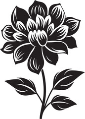 Graceful Blossom Artistic Black Logo Emblem Design Sleek Petal Icon Single Handcrafted Vector Flower