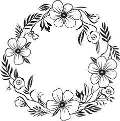 Chic Wedding Petal Design Vector Icon Emblem Clean Black Vector Wreath Hand Drawn Logo Icon