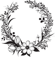 Sophisticated Wedding Florals Handcrafted Vector Emblem Abstract Floral Arrangement Black Iconic Logo