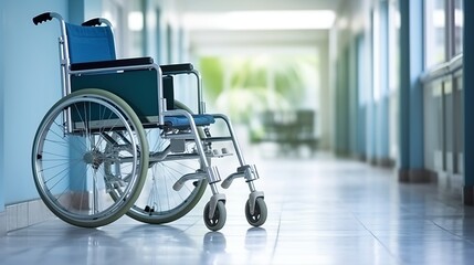 wheelchair in hospital - obrazy, fototapety, plakaty