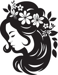 Sophisticated Bloom Aura Handcrafted Emblem Abstract Flora Fusion Black Artistic Face Emblem