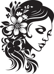Minimalist Floral Radiance Black Woman Icon Sophisticated Bloom Aura Handcrafted Emblem