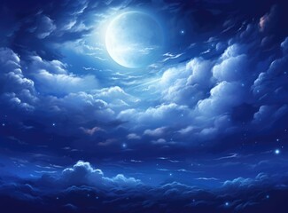 Naklejka na ściany i meble full moon with clouds at night