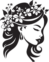 Artistic Blossom Essence Elegant Vector Face Minimalist Floral Radiance Black Woman Icon