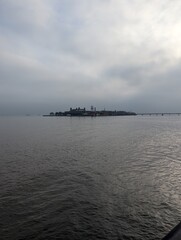 Ellis Island in the fog of a December afternoon