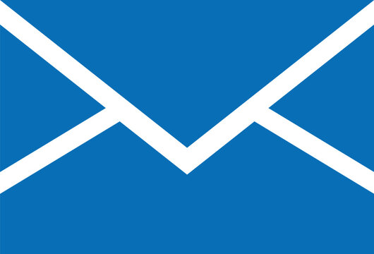 Blue Email icon. Blue and white background