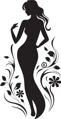 Artistic Blossom Essence Elegant Vector Face Minimalist Floral Radiance Black Woman Icon