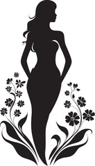 Minimalist Floral Radiance Black Woman Icon Sophisticated Bloom Aura Handcrafted Emblem