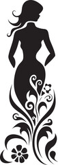 Graceful Floral Silhouette Black Face Emblem Chic Blooms Persona Woman Vector Design