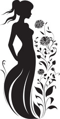 Sophisticated Bloom Elegance Handcrafted Vector Abstract Flora Fusion Black Artistic Body Emblem