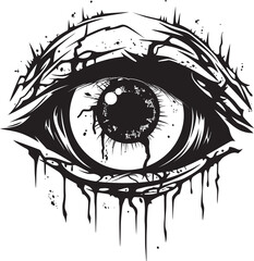 Macabre Eye of Terror Black Creepy Emblem Eerie Undead Gaze Black Vector Zombie Eye Emblem