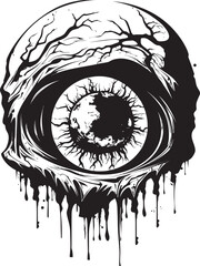 Disturbing Zombie Gaze Creepy Black Vector Macabre Eye of Terror Black Creepy Emblem
