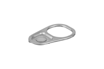 Ring-pull, pull tab from an aluminum tin can isolated from background