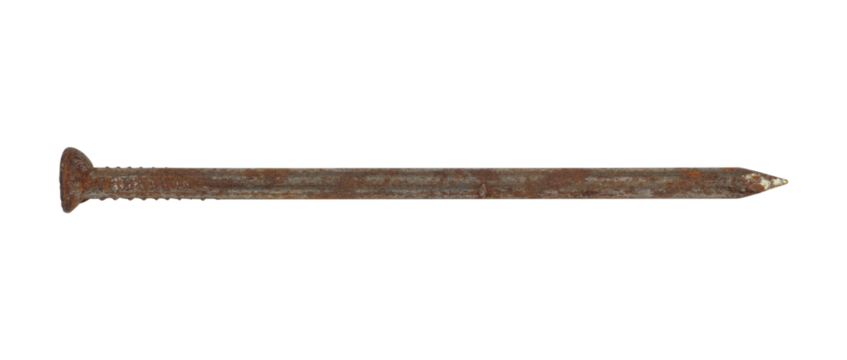 nail, old rusty nail isolated from background