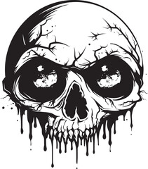 Horrifying Cranium Black Creepy Skull Logo Spooky Zombie Glare Vector Scary Head Design