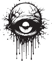 Disturbing Zombie Skull Creepy Black Vector Macabre Horror Skull Black Creepy Emblem - obrazy, fototapety, plakaty