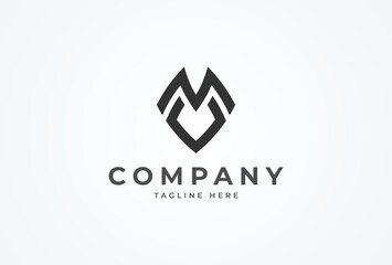 Fototapeta premium Initial MV Logo, monogram logo design combination of letters M and V, Flat Vector Logo Design Template element, vector illustration