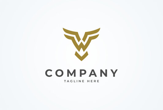 Initial W or WF Eagle logo, modern letter W and F forming Eagle Bird design logo, flat design logo template element, vector illustration