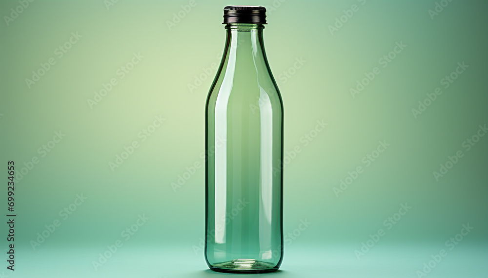 Sticker Transparent glass bottle with fresh purified water for drinking generated by AI