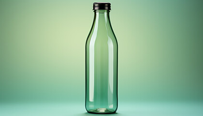 Transparent glass bottle with fresh purified water for drinking generated by AI
