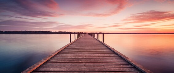 lake and a dock at sunrise beautiful sunset