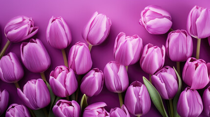 Fototapeta premium Vibrant Purple Tulips in Full Bloom