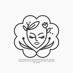 minimalist women flower logo design template