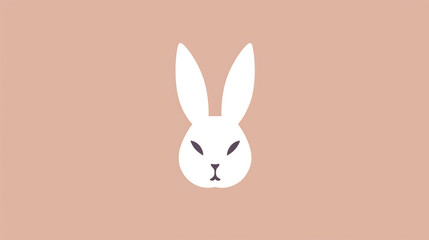 Outlined Minimalistic Illustration of a Bunny's Head with Long Ears, Capturing the Essence of Easter in a Minimalist Style, Easter