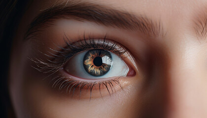 The beauty of a woman eye reflects elegance and sensuality generated by AI