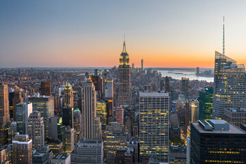 Fototapeta na wymiar Blick vom Top of the Rock, Empire State Building, Rockefeller Center, Manhatten, New York City, New York, USA