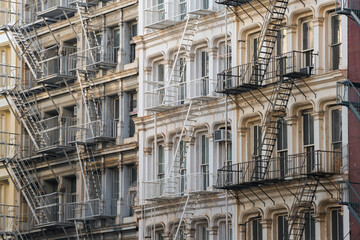 Fassade mit Feuerleitern, Manhatten, New York City, New York, USA