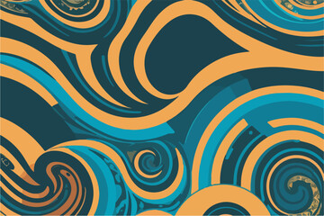 Abstract Aquatic Whirl: Waves of Elegance in Flat Vector 2D Patterns