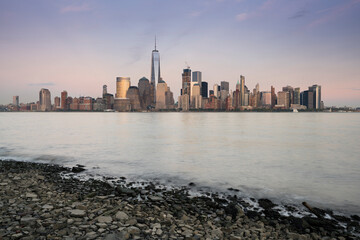 One World Trade Center, Manhatten Skyline von Paulus Hook, New Jersey, Hudson River, New York City,...