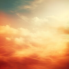 Natural background blurring warm colors and bright sun light. Sky sunny color orange light patterns plain abstract flare evening clouds - Gen AI - obrazy, fototapety, plakaty